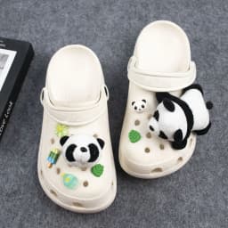 Cartoon Plush Panda Doll Shoe Buckles Hole Shoe Charms Decorations DIY Shoes Flower Accessories