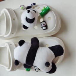 Cartoon Plush Panda Doll Shoe Buckles Hole Shoe Charms Decorations DIY Shoes Flower Accessories