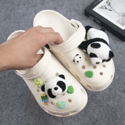 Cartoon Plush Panda Doll Shoe Buckles Hole Shoe Charms Decorations DIY Shoes Flower Accessories