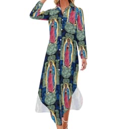 Our Lady of Guadalupe Chiffon Dress Sexy V Neck Mexican Virgin Mary Beach Dresses Female Street Wear Casual Dress Birthday Gift