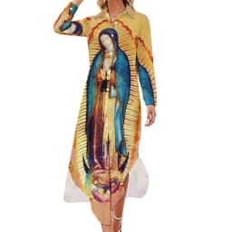Our Lady of Guadalupe Chiffon Dress Sexy V Neck Mexican Virgin Mary Beach Dresses Female Street Wear Casual Dress Birthday Gift