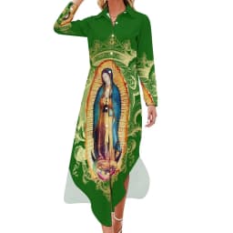 Our Lady of Guadalupe Chiffon Dress Sexy V Neck Mexican Virgin Mary Beach Dresses Female Street Wear Casual Dress Birthday Gift