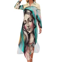 Our Lady of Guadalupe Chiffon Dress Sexy V Neck Mexican Virgin Mary Beach Dresses Female Street Wear Casual Dress Birthday Gift
