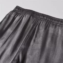 KEYANKETIAN Autumn New Women's Metallic Sparkly Silk Stretch Waist Wide-Leg Pants Fashion Vintage Dark Grey Soft Long Trousers