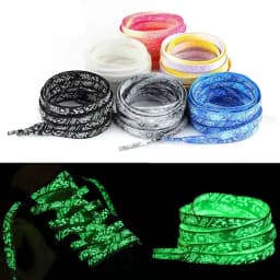 Flat Luminous Shoelaces for Sneakers Fluorescent Glow-in-the-dark Printing Cashew Flower Splash Ink Shoe Laces for Woman Man
