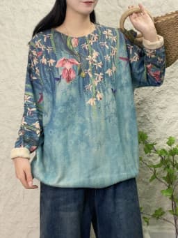 Amax luluE Brand Korean Fashion Pullover Womens Winter Luxury Floral Warm Sweaters Ladies Loose Printed Casual Oversized Jumpers