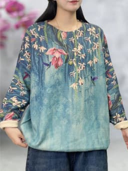 Amax luluE Brand Korean Fashion Pullover Womens Winter Luxury Floral Warm Sweaters Ladies Loose Printed Casual Oversized Jumpers