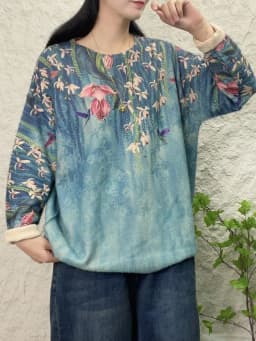 Amax luluE Brand Korean Fashion Pullover Womens Winter Luxury Floral Warm Sweaters Ladies Loose Printed Casual Oversized Jumpers