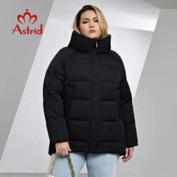 Astrid Women's Jacket Winter 2023 Plus Size Women Parka Contrast Warm Down Jackets Hooded Quilted Cotton Coat Female Clothing
