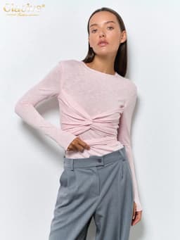 Clacive Bodycon Pink Knitted Women'S T-Shirt Casual O-Neck Long Sleeve T Shirts Elegant Chic Solid Tee Top Female Clothing 2024