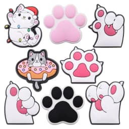 New Arrival 1pcs Cute Cartoon Cat Paw Doughnut PVC Shoe Charms Sandals Decoration Ornaments Accessories Kid Party Xmas Gift
