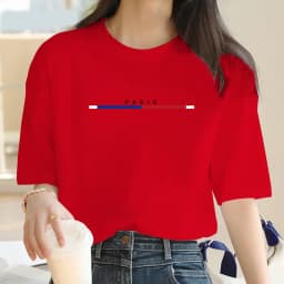 Women's T-shirt 100% cotton color Paris fashion print T-shirt Short sleeve summer street Y2K top loose plus size shirt