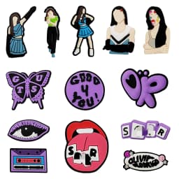 13 Pcs Olivia Shoe Charms for Clog Different Matching Sandals Wristbands Bracelets, Trendy Music Shoe Charms Decorations for Tee