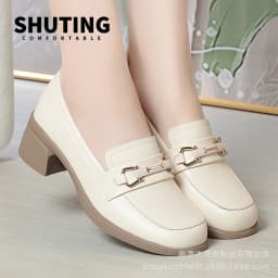Spring Autumn Ladies Pumps Shallow Shoes Crystal Comfortable Thick Sole Loafers Fashion Breathable Single Shoe Classic
