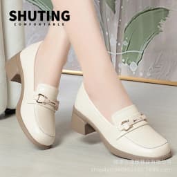 Spring Autumn Ladies Pumps Shallow Shoes Crystal Comfortable Thick Sole Loafers Fashion Breathable Single Shoe Classic