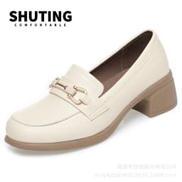 Spring Autumn Ladies Pumps Shallow Shoes Crystal Comfortable Thick Sole Loafers Fashion Breathable Single Shoe Classic