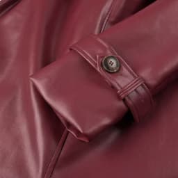 KEYANKETIAN 2024 New Launch Women's Burgundy Faux Leather Coat Retro Fashion With Belt Pockets Loose Extended Overcoat Outerwear