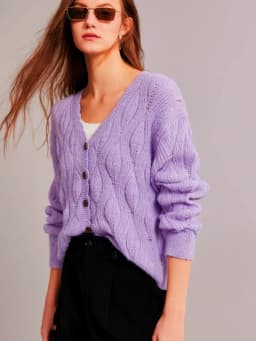 100% wool bead glitter V-neck cardigan women's loose short top sweater new