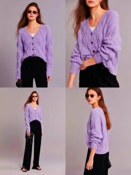 100% wool bead glitter V-neck cardigan women's loose short top sweater new