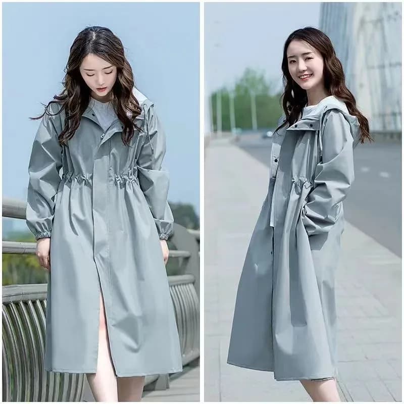 Summer Fashion Long Waterproof Windbreaker Coat Female Slim Waist Raincoat Rainproof And Windproof Cycling Full Body Integrated