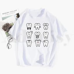 Tooth and Dentist Graphic Aesthetic Funny Fashion Tshirt Hip Hop Girl Print Top Tees Harajuku Tshirts Fashion Summer T-shirt