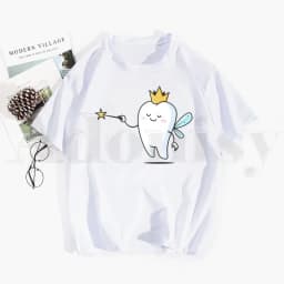 Tooth and Dentist Graphic Aesthetic Funny Fashion Tshirt Hip Hop Girl Print Top Tees Harajuku Tshirts Fashion Summer T-shirt