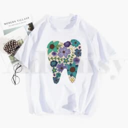 Tooth and Dentist Graphic Aesthetic Funny Fashion Tshirt Hip Hop Girl Print Top Tees Harajuku Tshirts Fashion Summer T-shirt