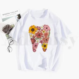 Tooth and Dentist Graphic Aesthetic Funny Fashion Tshirt Hip Hop Girl Print Top Tees Harajuku Tshirts Fashion Summer T-shirt