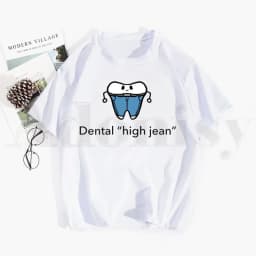 Tooth and Dentist Graphic Aesthetic Funny Fashion Tshirt Hip Hop Girl Print Top Tees Harajuku Tshirts Fashion Summer T-shirt