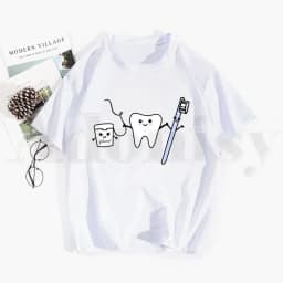 Tooth and Dentist Graphic Aesthetic Funny Fashion Tshirt Hip Hop Girl Print Top Tees Harajuku Tshirts Fashion Summer T-shirt