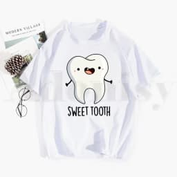 Tooth and Dentist Graphic Aesthetic Funny Fashion Tshirt Hip Hop Girl Print Top Tees Harajuku Tshirts Fashion Summer T-shirt