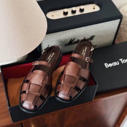 BEAUTODAY Gladiator Sandals Women Genuine Cow Leather Solid Cover Toe Buckle Metal Decoration Summer Ladies Flats Handmade 32406