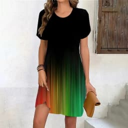 Women's Dresses Summer Dresses Elegant Ladies Gradient 3D Printed Fashion Street Short Sleeve Round Neck Casual Mini Dress 2024