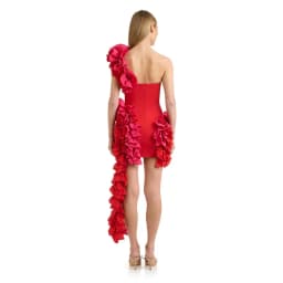Factory Wholesale Women's Red One Shoulder Macrame Fashion Sexy Celebrity Cocktail Party Bandage Dress