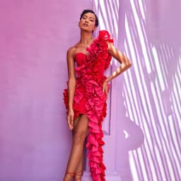 Factory Wholesale Women's Red One Shoulder Macrame Fashion Sexy Celebrity Cocktail Party Bandage Dress