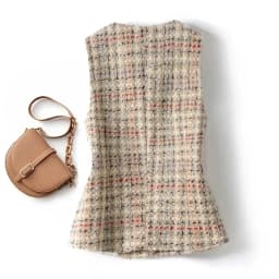 Vest Jacket Women's 2024 Spring Autumn New Elegant Fashion Short Sleeveless Slim Comfortable Tweed Waistcoat Female Coat Tops