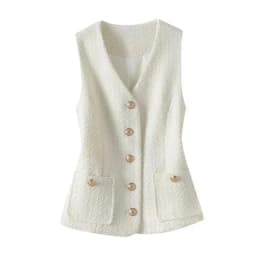 Vest Jacket Women's 2024 Spring Autumn New Elegant Fashion Short Sleeveless Slim Comfortable Tweed Waistcoat Female Coat Tops