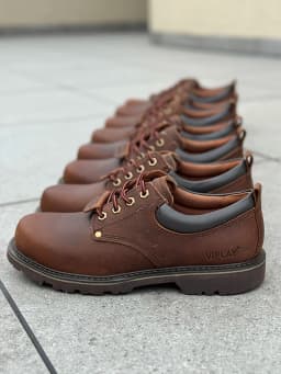 Men Brown Shoes Casual Genuime Leather British Style Shoes Oxford Bottomed Lace-up Work Shoes Low Help Male Boots