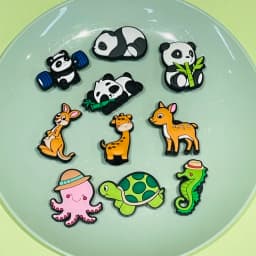 New Arrival 1-10pcs Kawaii Animal Panda Deer Kangaroo Turtle Shoe Charms PVC Accessories Shoes Buckle Ornament Kids Party Gift