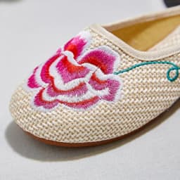 Special Offer Women's Summer Canvas Slipper Floral Embroider Breathable Casual Slides Flat Heel Walking Shoe Standard Size