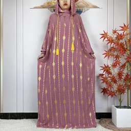 2024 New Muslim Long Sleeve Abaya Women Ramadan Prayer Clothes Turkey Middle East Femme Robe Loose African Dress Two-Hat Abaya