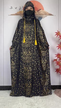 2024 New Muslim Long Sleeve Abaya Women Ramadan Prayer Clothes Turkey Middle East Femme Robe Loose African Dress Two-Hat Abaya