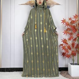 2024 New Muslim Long Sleeve Abaya Women Ramadan Prayer Clothes Turkey Middle East Femme Robe Loose African Dress Two-Hat Abaya