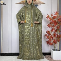 2024 New Muslim Long Sleeve Abaya Women Ramadan Prayer Clothes Turkey Middle East Femme Robe Loose African Dress Two-Hat Abaya