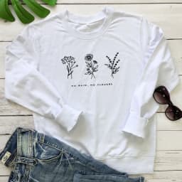 No Rain No Flowers Sweatshirts Vintage 80s Style Floral Print Hoodies Autumn Women Inspired Graphic Jumper Pullover Streetwear