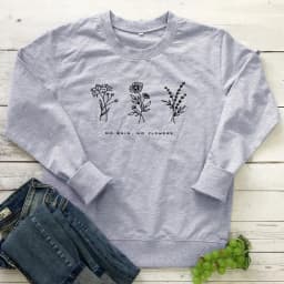 No Rain No Flowers Sweatshirts Vintage 80s Style Floral Print Hoodies Autumn Women Inspired Graphic Jumper Pullover Streetwear