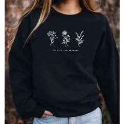 No Rain No Flowers Sweatshirts Vintage 80s Style Floral Print Hoodies Autumn Women Inspired Graphic Jumper Pullover Streetwear