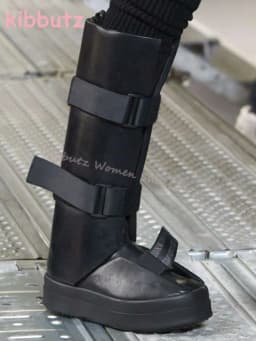 Motorcycle Knee High Boots Platform Genuine Leather Belt Buckles Round Toe Height Increasing Solid Color Fashion Concise Shoes