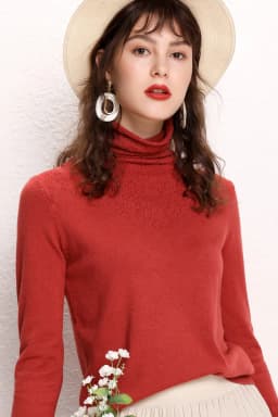 Women Merino Wool Sweater Pile Collar Pullover Cashmere Knitwear Solid Color Hollowed Jacquard Clothing Basic Spring Autumn Tops