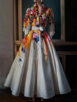 Elegant Floral Printing Maxi Dresses Multicolor Turndown Collar Long Sleeve Cotton Long Dress Party Wedding Evening Dress 2024